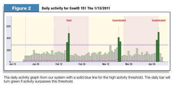 Daily activity for CowID 151 through 2011